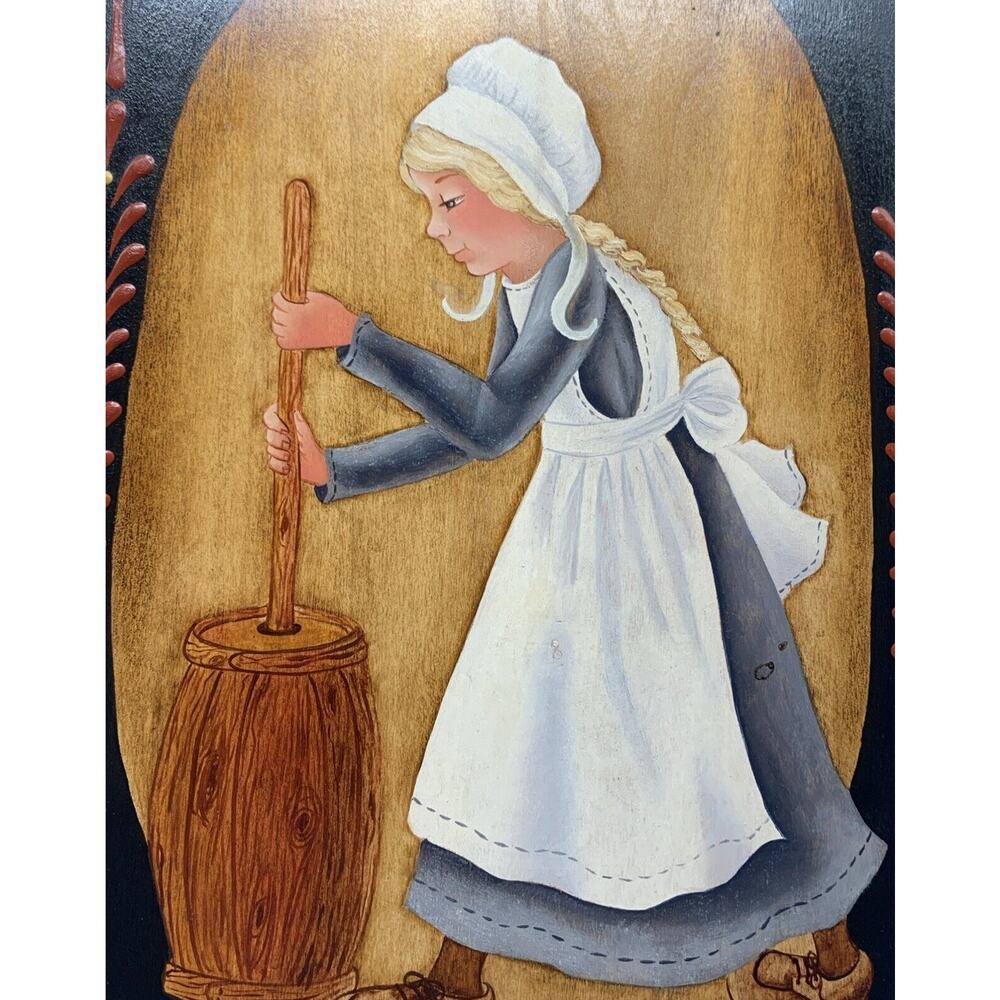 Vtg Hand Painted Signed Decorative Bread Board Wall Hanging 1980 Farmhouse - Picture 6 of 6